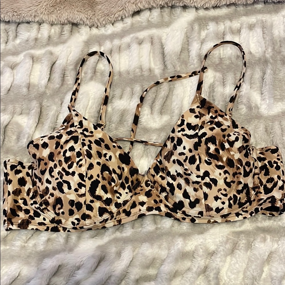 Time and Tru Leopard Print Bikini Top